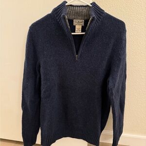 LL Bean Navy Zip Up Sweater (Small)